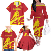 Macedonia Ice Hockey Custom Family Matching Off The Shoulder Long Sleeve Dress and Hawaiian Shirt Go Champion - Wonder Print Shop