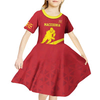 Macedonia Ice Hockey Custom Kid Short Sleeve Dress Go Champion - Wonder Print Shop