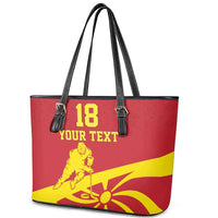Macedonia Ice Hockey Custom Leather Tote Bag Go Champion - Wonder Print Shop