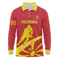 Macedonia Ice Hockey Custom Long Sleeve Polo Shirt Go Champion - Wonder Print Shop