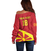 Macedonia Ice Hockey Custom Off Shoulder Sweater Go Champion - Wonder Print Shop