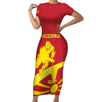 Macedonia Ice Hockey Custom Short Sleeve Bodycon Dress Go Champion - Wonder Print Shop