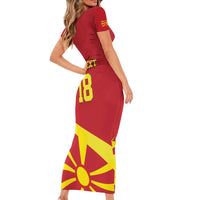 Macedonia Ice Hockey Custom Short Sleeve Bodycon Dress Go Champion - Wonder Print Shop