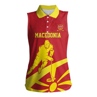 Macedonia Ice Hockey Custom Women Sleeveless Polo Shirt Go Champion - Wonder Print Shop