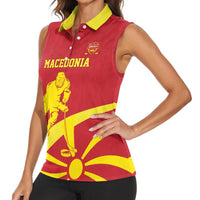 Macedonia Ice Hockey Custom Women Sleeveless Polo Shirt Go Champion - Wonder Print Shop
