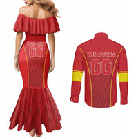 Custom Macedonia Football Couples Matching Mermaid Dress and Long Sleeve Button Shirt Come On Lavovi - Wonder Print Shop