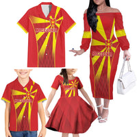 Custom Macedonia Football Family Matching Off The Shoulder Long Sleeve Dress and Hawaiian Shirt Come On Lavovi - Wonder Print Shop