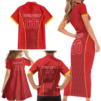 Custom Macedonia Football Family Matching Short Sleeve Bodycon Dress and Hawaiian Shirt Come On Lavovi - Wonder Print Shop