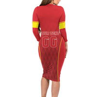 Custom Macedonia Football Long Sleeve Bodycon Dress Come On Lavovi - Wonder Print Shop