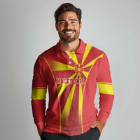 Custom Macedonia Football Long Sleeve Polo Shirt Come On Lavovi - Wonder Print Shop