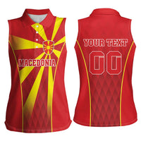Custom Macedonia Football Women Sleeveless Polo Shirt Come On Lavovi - Wonder Print Shop