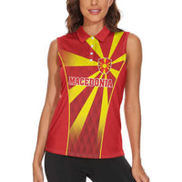 Custom Macedonia Football Women Sleeveless Polo Shirt Come On Lavovi - Wonder Print Shop