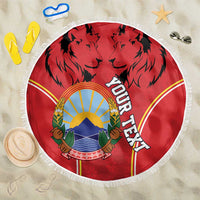 Personalized Macedonia Lion Beach Blanket National Emblem - Wonder Print Shop
