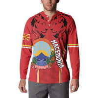Personalized Macedonia Lion Button Sweatshirt National Emblem - Wonder Print Shop