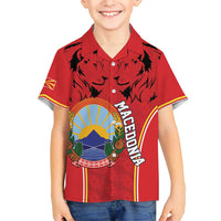 Personalized Macedonia Lion Family Matching Short Sleeve Bodycon Dress and Hawaiian Shirt National Emblem - Wonder Print Shop