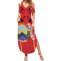 Personalized Macedonia Lion Family Matching Summer Maxi Dress and Hawaiian Shirt National Emblem - Wonder Print Shop