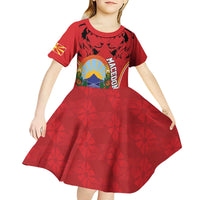 Personalized Macedonia Lion Kid Short Sleeve Dress National Emblem - Wonder Print Shop