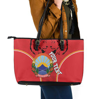 Personalized Macedonia Lion Leather Tote Bag National Emblem - Wonder Print Shop