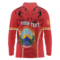 Personalized Macedonia Lion Long Sleeve Polo Shirt National Emblem - Wonder Print Shop