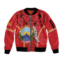 Personalized Macedonia Lion Sleeve Zip Bomber Jacket National Emblem - Wonder Print Shop