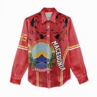 Personalized Macedonia Lion Women Casual Shirt National Emblem - Wonder Print Shop