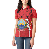 Personalized Macedonia Lion Women Polo Shirt National Emblem - Wonder Print Shop