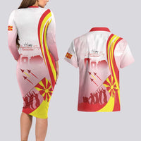 Macedonia Independence Day Couples Matching Long Sleeve Bodycon Dress and Hawaiian Shirt Den na nezavisnosta - Wonder Print Shop