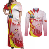 Macedonia Independence Day Couples Matching Off Shoulder Maxi Dress and Long Sleeve Button Shirt Den na nezavisnosta - undefined