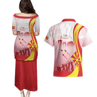 Macedonia Independence Day Couples Matching Puletasi and Hawaiian Shirt Den na nezavisnosta - Wonder Print Shop