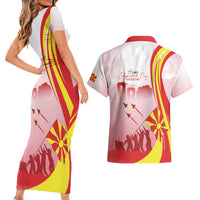Macedonia Independence Day Couples Matching Short Sleeve Bodycon Dress and Hawaiian Shirt Den na nezavisnosta - Wonder Print Shop