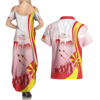 Macedonia Independence Day Couples Matching Summer Maxi Dress and Hawaiian Shirt Den na nezavisnosta - Wonder Print Shop
