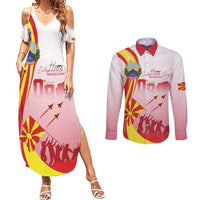 Macedonia Independence Day Couples Matching Summer Maxi Dress and Long Sleeve Button Shirt Den na nezavisnosta - Wonder Print Shop
