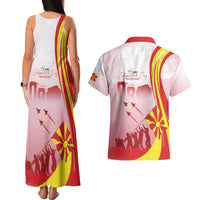 Macedonia Independence Day Couples Matching Tank Maxi Dress and Hawaiian Shirt Den na nezavisnosta - Wonder Print Shop