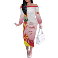 Macedonia Independence Day Family Matching Off The Shoulder Long Sleeve Dress and Hawaiian Shirt Den na nezavisnosta - Wonder Print Shop