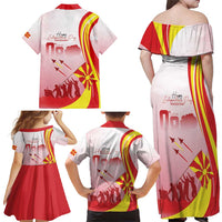 Macedonia Independence Day Family Matching Off Shoulder Maxi Dress and Hawaiian Shirt Den na nezavisnosta - Wonder Print Shop