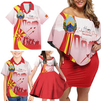 Macedonia Independence Day Family Matching Off Shoulder Short Dress and Hawaiian Shirt Den na nezavisnosta - Wonder Print Shop