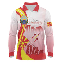 Macedonia Independence Day Long Sleeve Polo Shirt Den na nezavisnosta - Wonder Print Shop