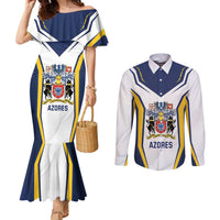Personalized Azores Portugal Couples Matching Mermaid Dress and Long Sleeve Button Shirt Sporty Style - Wonder Print Shop
