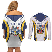 Personalized Azores Portugal Couples Matching Off Shoulder Short Dress and Long Sleeve Button Shirt Sporty Style - Wonder Print Shop