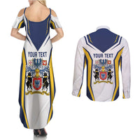 Personalized Azores Portugal Couples Matching Summer Maxi Dress and Long Sleeve Button Shirt Sporty Style - Wonder Print Shop