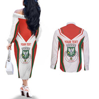 Personalized Aveiro Portugal Couples Matching Off The Shoulder Long Sleeve Dress and Long Sleeve Button Shirt Sporty Style - Wonder Print Shop