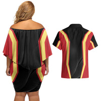 Personalized Beja Portugal Couples Matching Off Shoulder Short Dress and Hawaiian Shirt Sporty Style - Wonder Print Shop