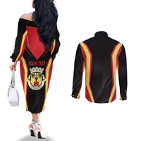 Personalized Beja Portugal Couples Matching Off The Shoulder Long Sleeve Dress and Long Sleeve Button Shirt Sporty Style - Wonder Print Shop