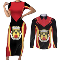 Personalized Beja Portugal Couples Matching Short Sleeve Bodycon Dress and Long Sleeve Button Shirt Sporty Style - Wonder Print Shop
