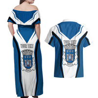 Personalized Braga Portugal Couples Matching Off Shoulder Maxi Dress and Hawaiian Shirt Sporty Style - Wonder Print Shop