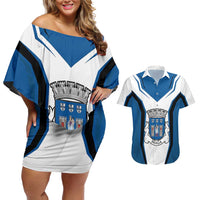 Personalized Braga Portugal Couples Matching Off Shoulder Short Dress and Hawaiian Shirt Sporty Style - Wonder Print Shop