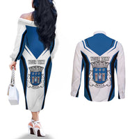Personalized Braga Portugal Couples Matching Off The Shoulder Long Sleeve Dress and Long Sleeve Button Shirt Sporty Style - Wonder Print Shop