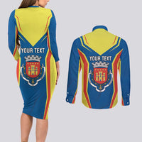 Personalized Braganca Portugal Couples Matching Long Sleeve Bodycon Dress and Long Sleeve Button Shirt Sporty Style - Wonder Print Shop