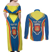 Personalized Braganca Portugal Couples Matching Off Shoulder Maxi Dress and Long Sleeve Button Shirt Sporty Style - Wonder Print Shop