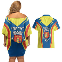Personalized Braganca Portugal Couples Matching Off Shoulder Short Dress and Hawaiian Shirt Sporty Style - Wonder Print Shop